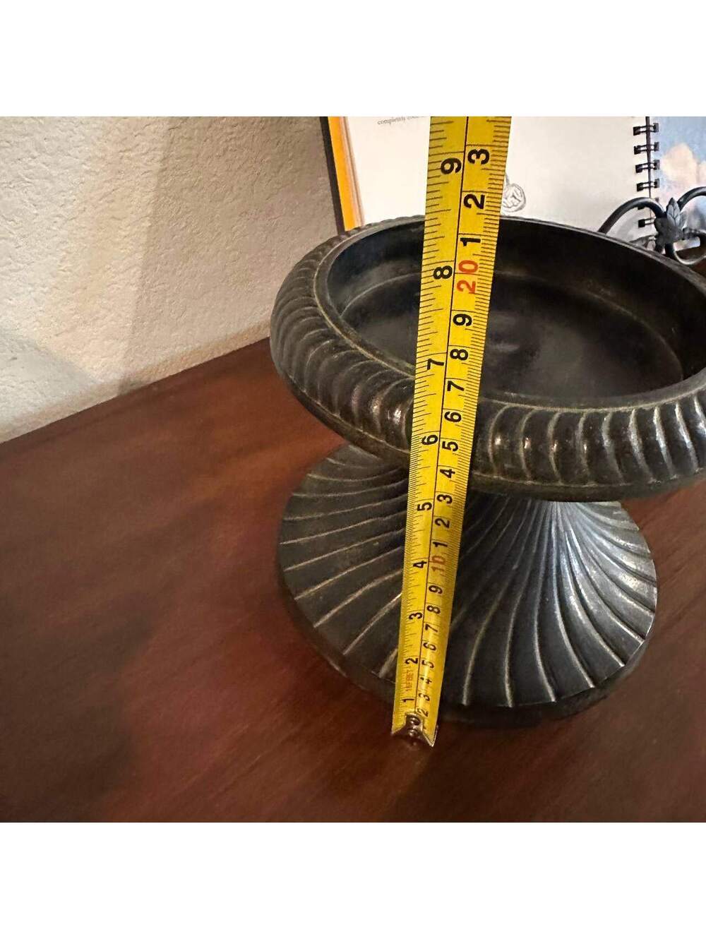 Vintage Brass Pedestal Display Riser Candle Plant Stand Ribbed India 8"